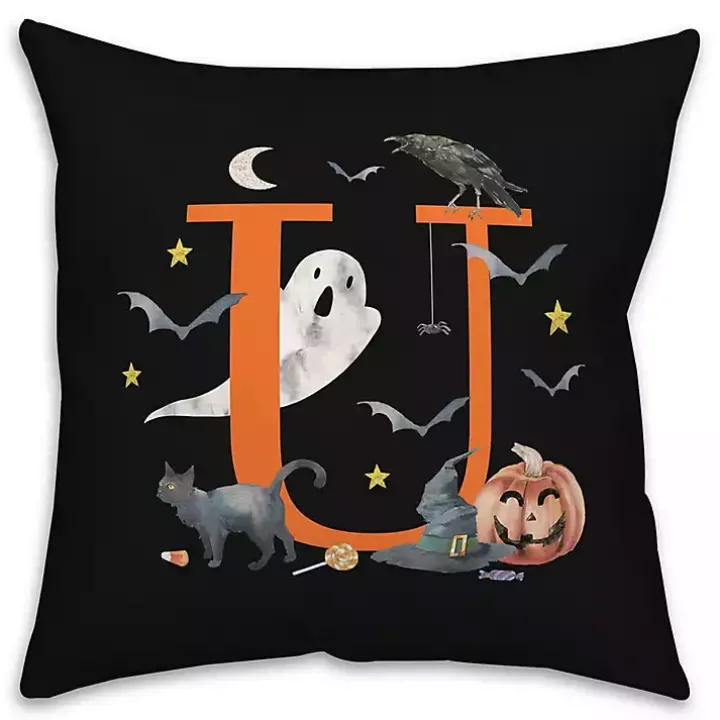Monogram U Halloween Indoor/Outdoor Pillow