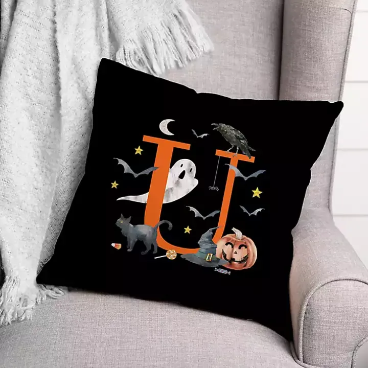 Monogram U Halloween Indoor/Outdoor Pillow