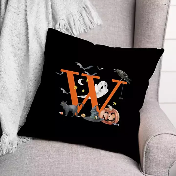 Monogram W Halloween Indoor/Outdoor Pillow