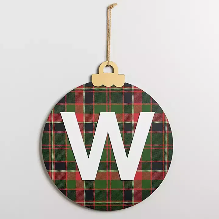Monogram W Plaid Ornament Wall Plaque