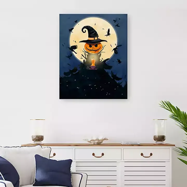 Moonlit Jack O Lantern Canvas Art Print, 24x30
