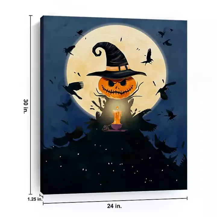 Moonlit Jack O Lantern Canvas Art Print, 24x30