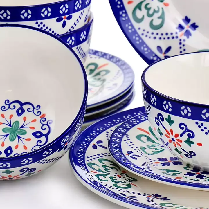 Mosaic Glazed Round 12-pc. Dinnerware Set