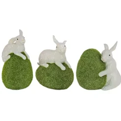 Mossy Green Easter Egg Bunnies, Set of 3