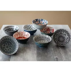 Multi Patterned Ceramic 8-pc. Bowl Set
