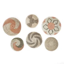 Multi Seagrass Round 6-pc. Wall Plaque Set