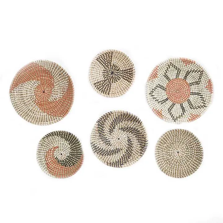 Multi Seagrass Round 6-pc. Wall Plaque Set