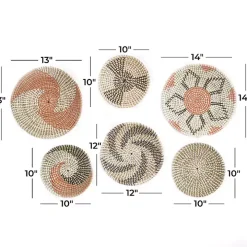 Multi Seagrass Round 6-pc. Wall Plaque Set