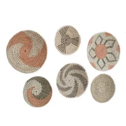 Multi Seagrass Round 6-pc. Wall Plaque Set