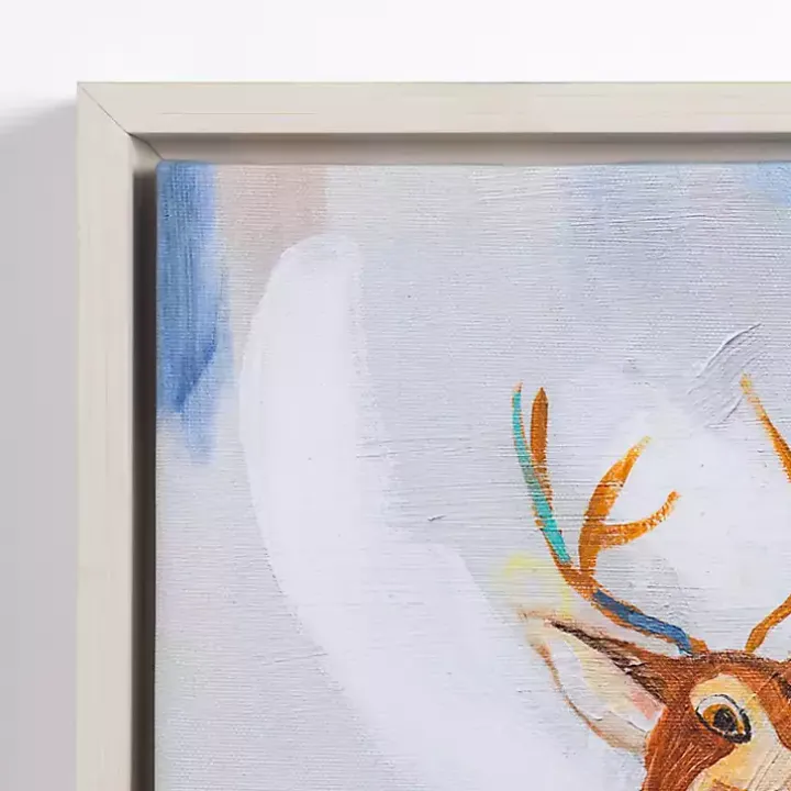 Multicolor Abstract Deer Framed Canvas Art Print