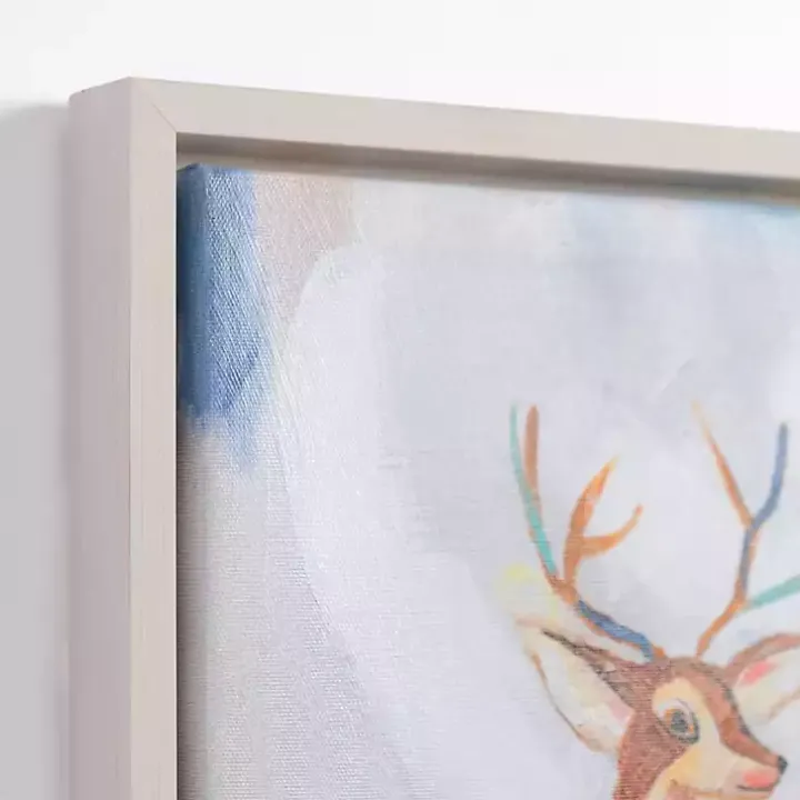 Multicolor Abstract Deer Framed Canvas Art Print
