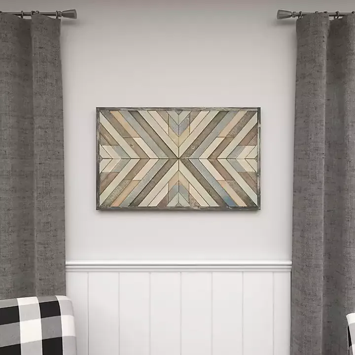 Multicolor Criss Cross Chevron Wood Wall Plaque