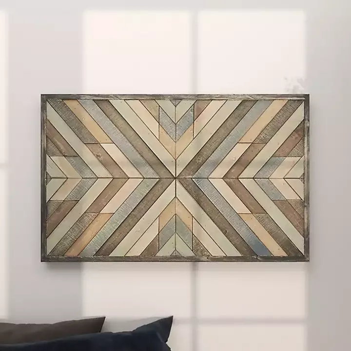 Multicolor Criss Cross Chevron Wood Wall Plaque
