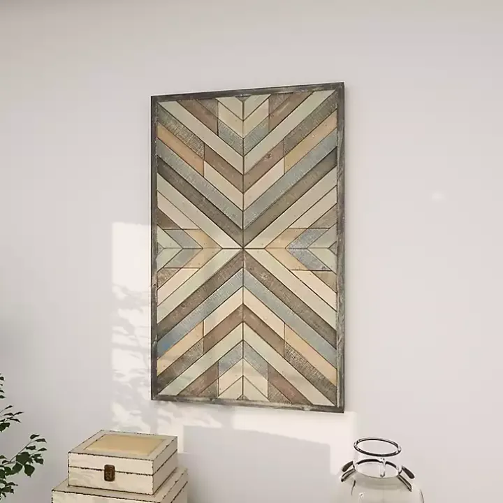 Multicolor Criss Cross Chevron Wood Wall Plaque