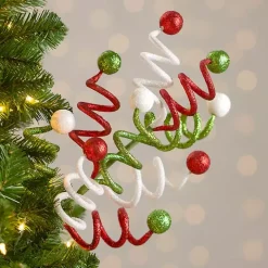 Multicolor Glitter Swirls Christmas Pick