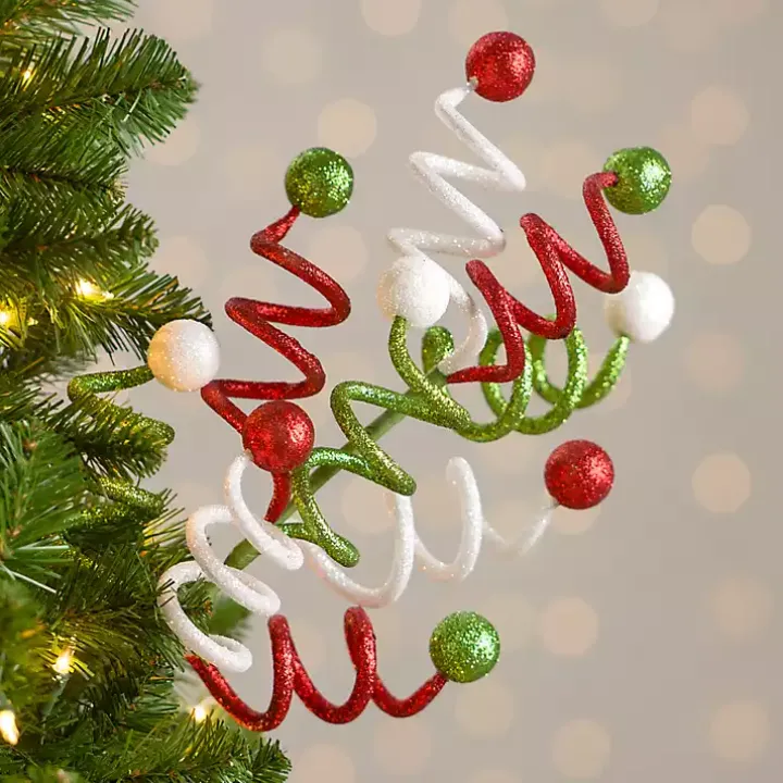 Multicolor Glitter Swirls Christmas Pick