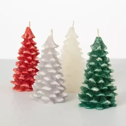 Multicolor Pine Tree Candles, Set of 3