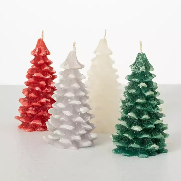 Multicolor Pine Tree Candles, Set of 3