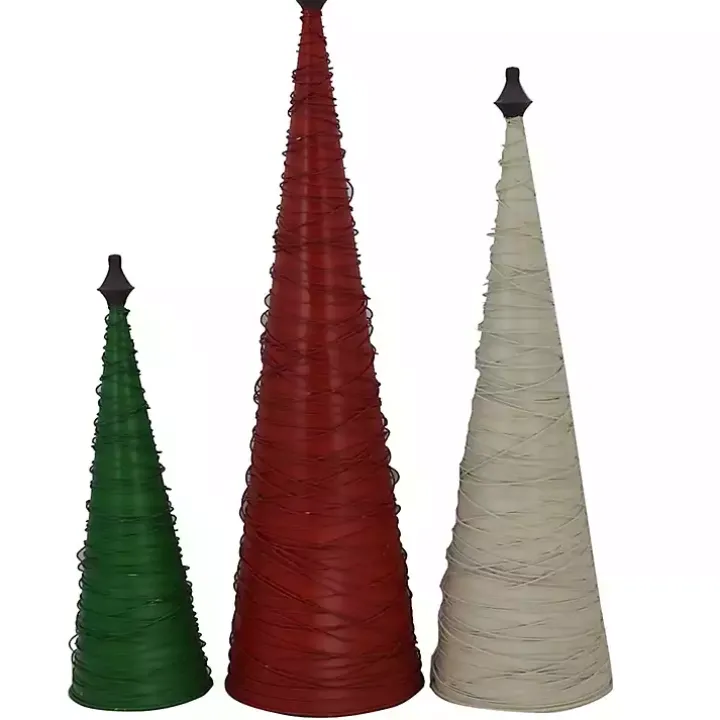 Multicolor Swirled Iron Christmas Trees, Set of 3