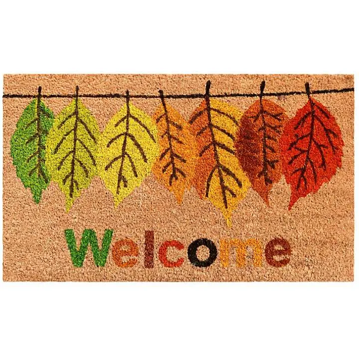 Multicolor Welcome Fall Leaves Doormat, 29x17 in.