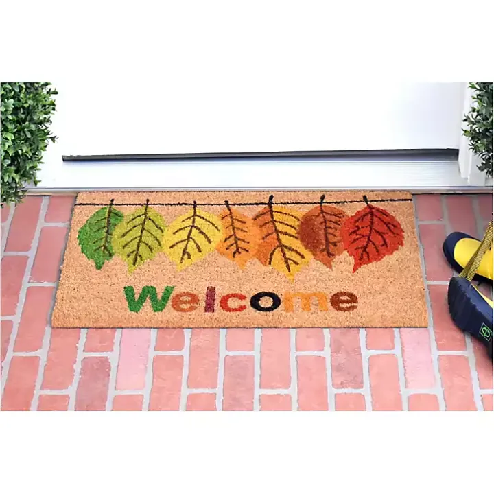 Multicolor Welcome Fall Leaves Doormat, 29x17 in.
