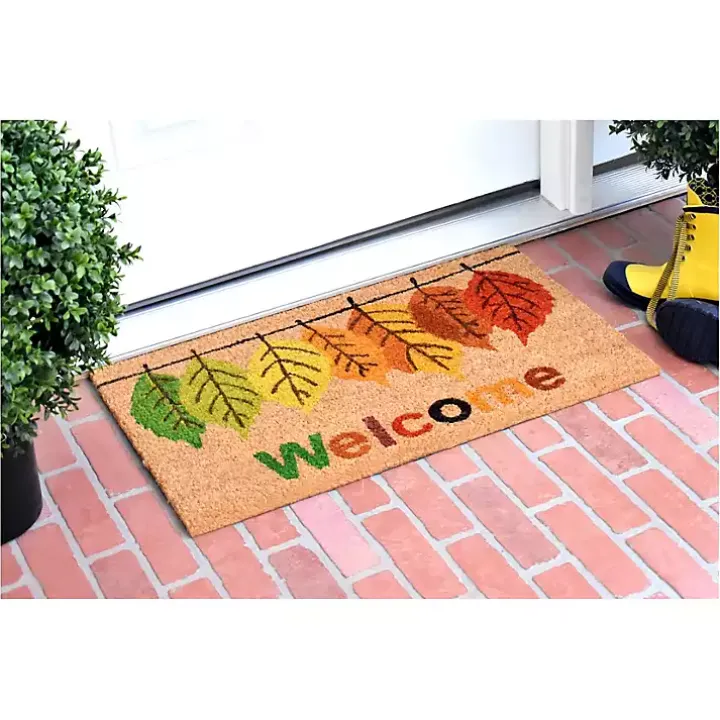 Multicolor Welcome Fall Leaves Doormat, 36x24 in.