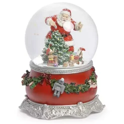 Musical Santa and Elves by Tree Christmas Dome