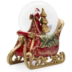 Musical Santa Sleigh Faberge Glitter Dome
