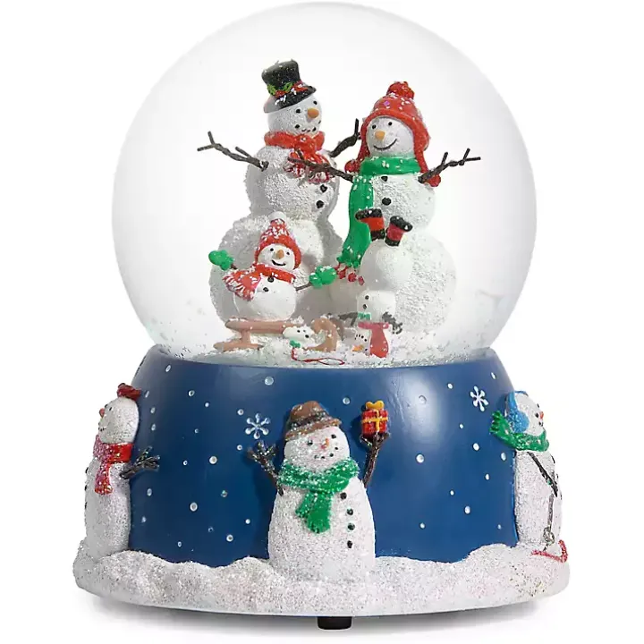 Musical Snowman Family Christmas Dome