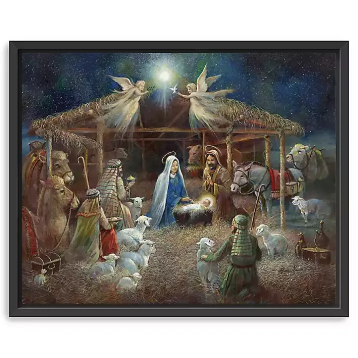 Nativity at Twilight Framed Canvas Art Print