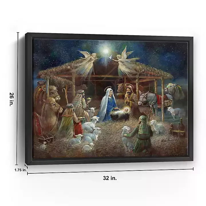Nativity at Twilight Framed Canvas Art Print