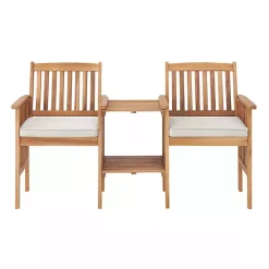Natural Acacia Wood Ivory Cushion 3-pc. Patio Set