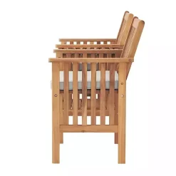 Natural Acacia Wood Ivory Cushion 3-pc. Patio Set