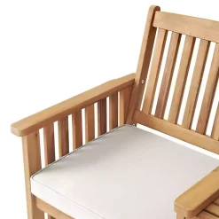 Natural Acacia Wood Ivory Cushion 3-pc. Patio Set