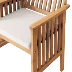 Natural Acacia Wood Ivory Cushion 3-pc. Patio Set