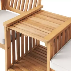 Natural Acacia Wood Ivory Cushion 3-pc. Patio Set