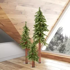 Natural Alpine Christmas Trees, Set of 3