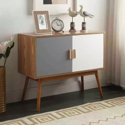 Natural and White Reversible Doors Cabinet