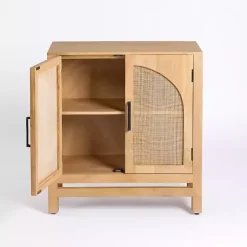 Natural Arch Cane and Wood Cabinet