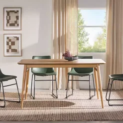 Natural Ash Wood Mid-Century Modern Dining Table