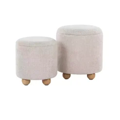 Natural Bacci Nesting Ottomans, Set of 2