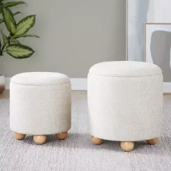Natural Bacci Nesting Ottomans, Set of 2
