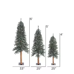 Natural Bark Alpine Christmas Trees, Set of 3