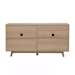 Natural Cane Wood Storage Media Cabinet