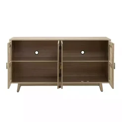 Natural Cane Wood Storage Media Cabinet