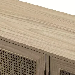 Natural Cane Wood Storage Media Cabinet