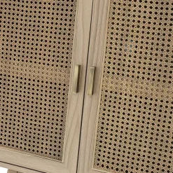 Natural Cane Wood Storage Media Cabinet