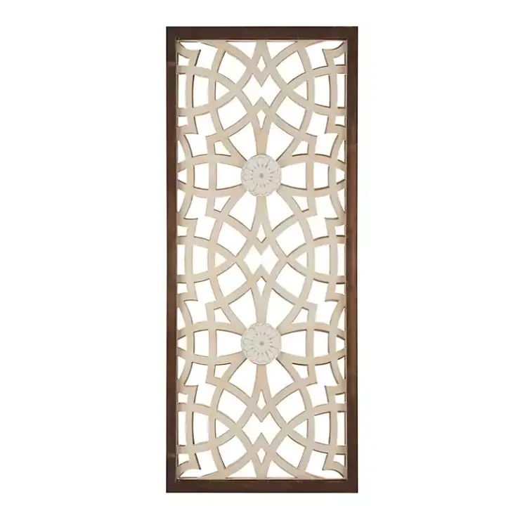 Natural Carved Damask Wooden Wall Plaque