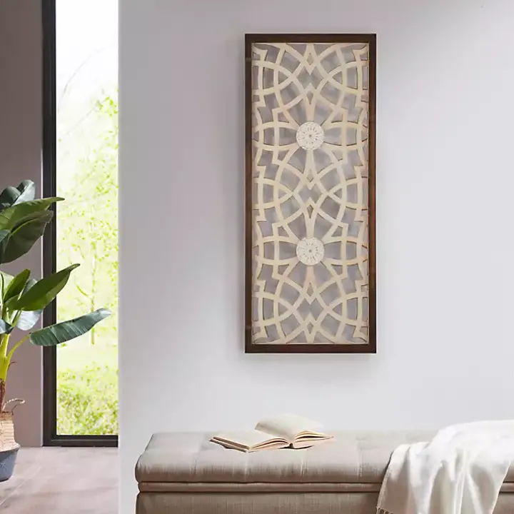 Natural Carved Damask Wooden Wall Plaque