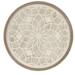 Natural Carved Wood Medallion Round Wall Plaque